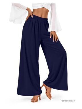 Wide Leg Palazzo Skirt Pants Dance Latin Ballroom Pockets